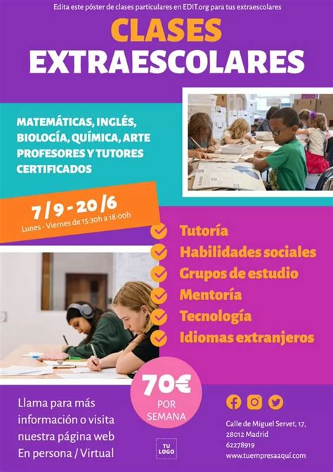 cartel de clases particulares|Flyers de clases particulares editables 